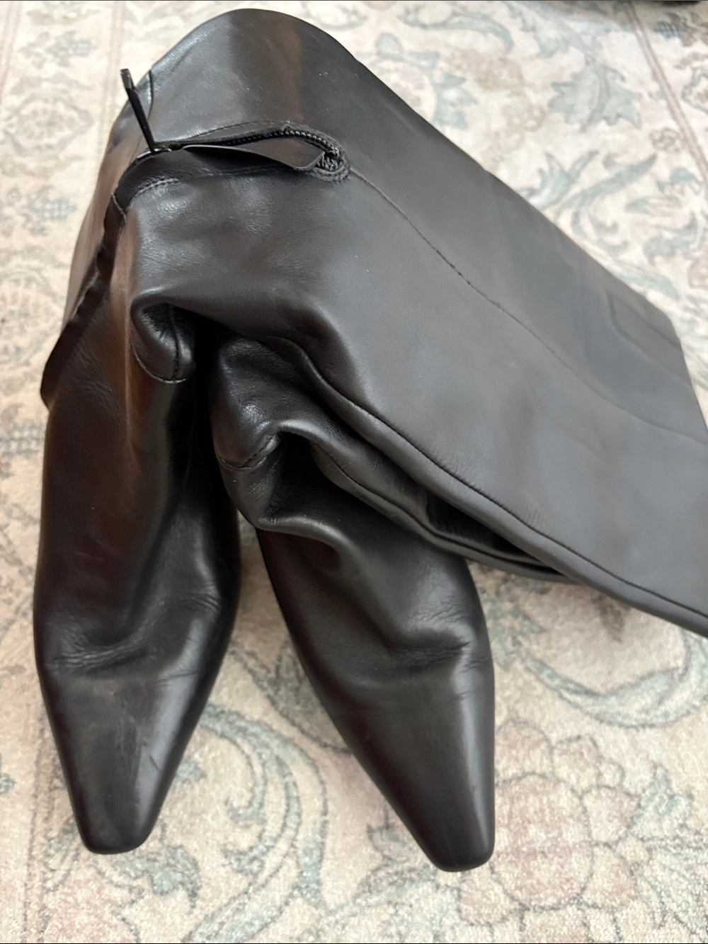 Sam Edelman Black Leather Pointed-Toe Heeled Boots